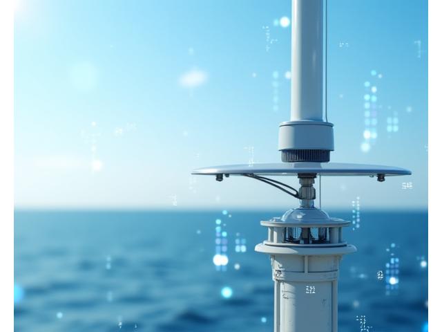 高精度GPS/GNSS受信機が測定船の最上部に設置されている様子。